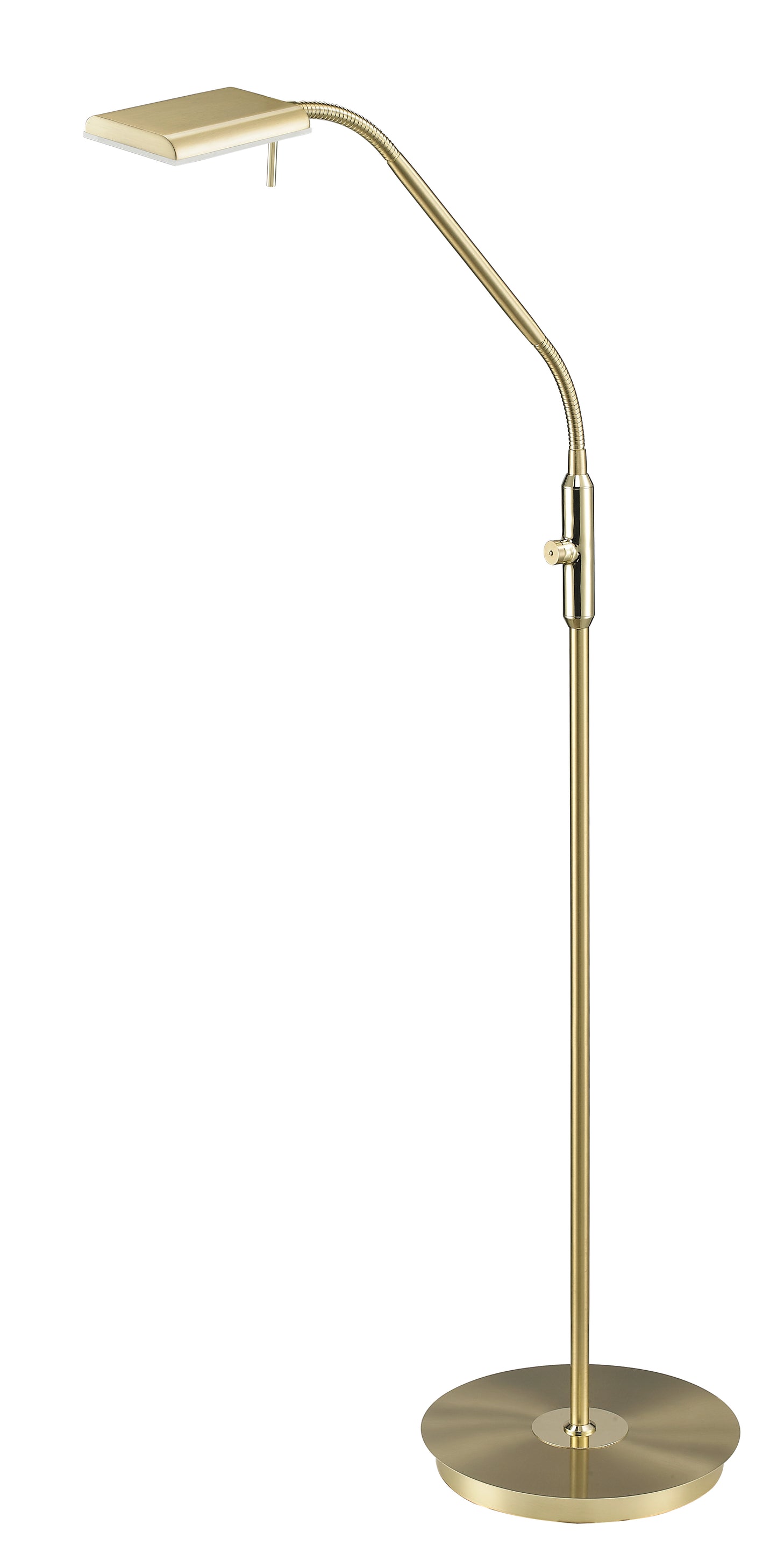 Bergamo_Golvlampa_Mattmässing_läsarm